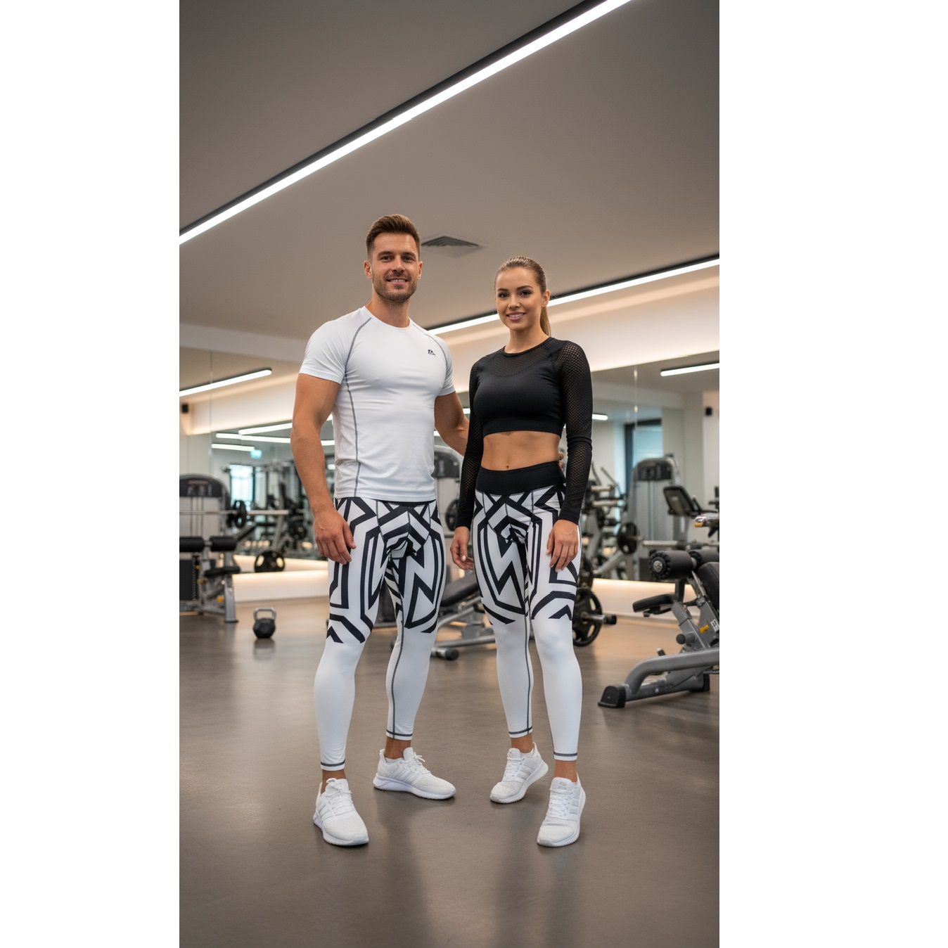 لگ ورزشی سفید مشکی پاتیک حرفه ایی فری سایز کد 3035 سایز S/M